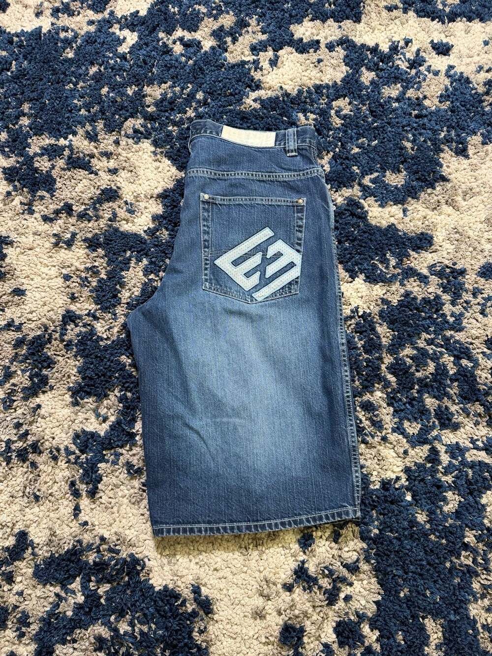 Enyce Vintage Denim Baggy Jorts with Back Pocket Patch Logo Size 36